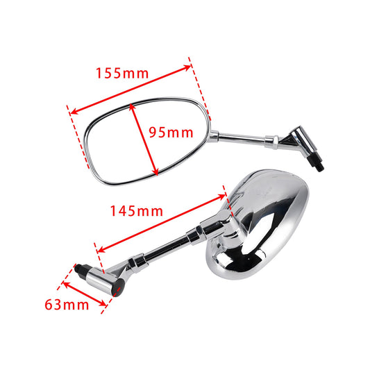 Set di 2 specchietti retrovisori cromati per Honda VTX1300S 2003-2007 VTX1800C 2002-2006