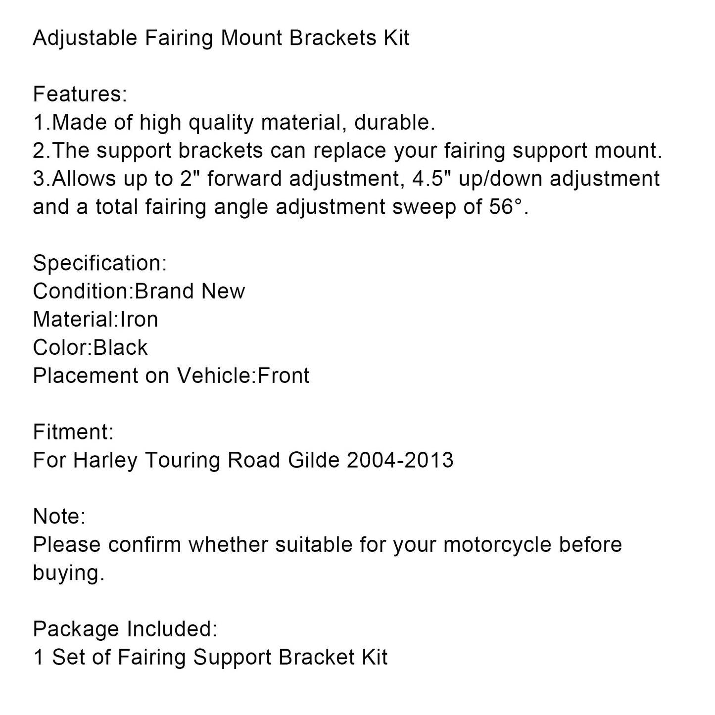 Kit staffe di montaggio carenatura regolabile Harley Touring Road Glide 2004-2013