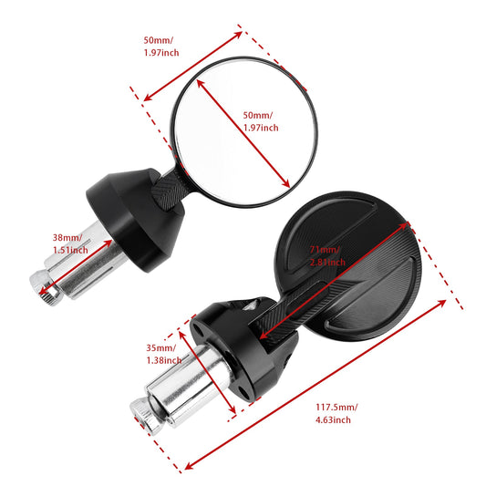 MINI SPECCHIETTI MANUBRIO BAR END SET D=35MM NERO PER PIAGGIO / VESPA