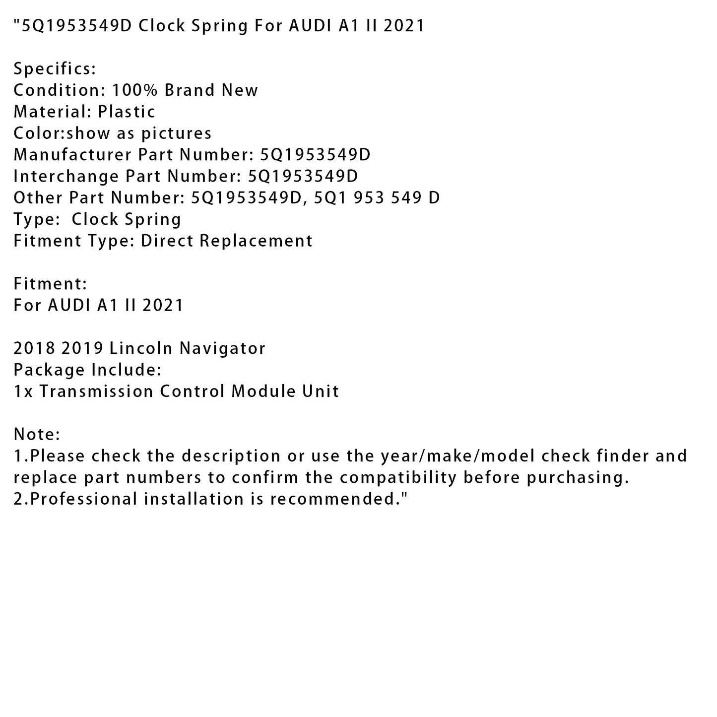 Molla di sospensione 5Q1953549D per AUDI A1 II 2021