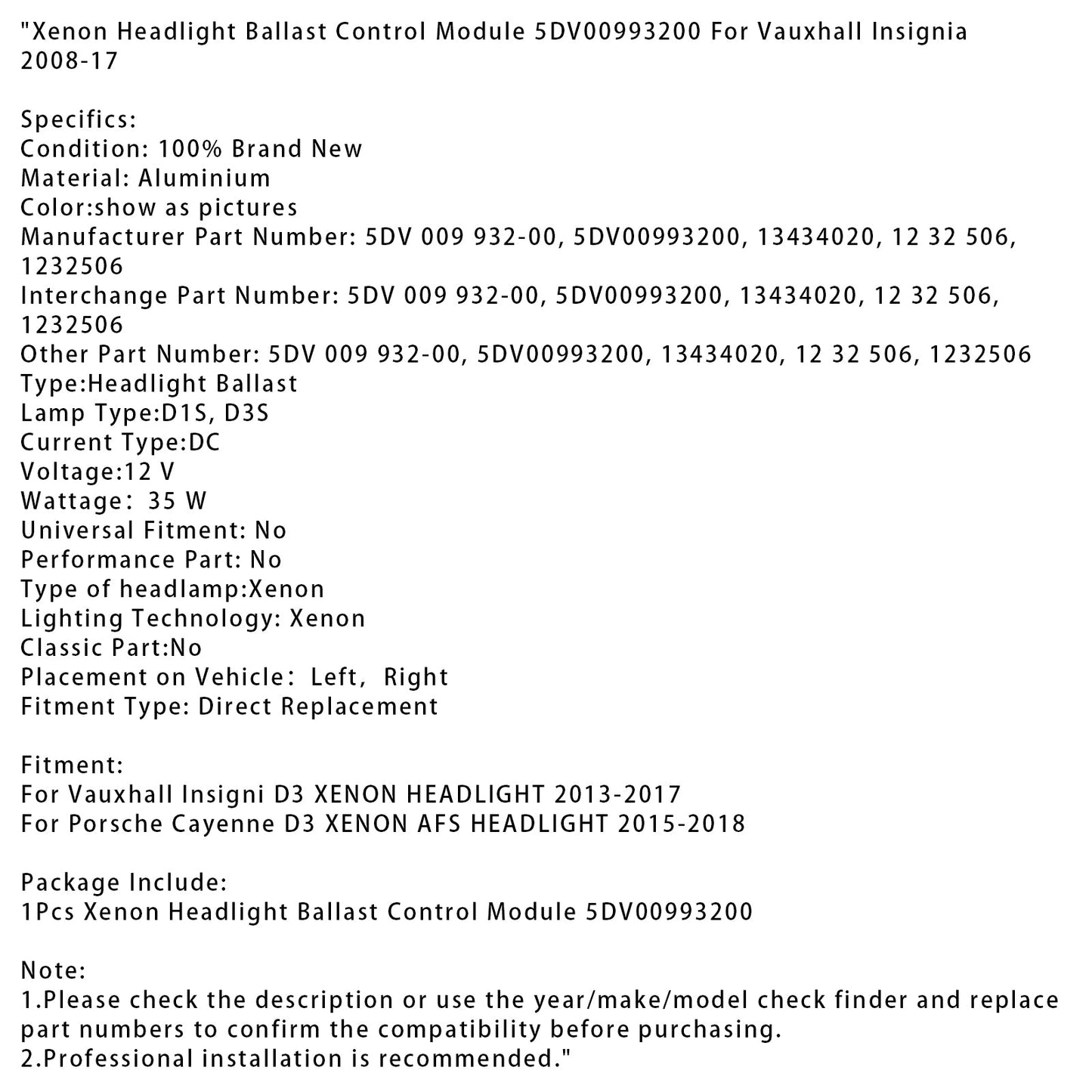 Modulo di controllo della centralina fari allo xeno AFS per Porsche Cayenne D3 2015-2018 5DV00993200