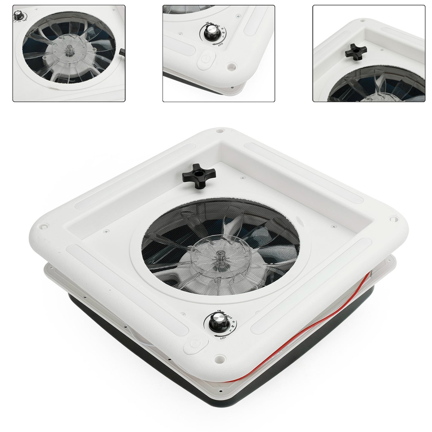 Ventilatore da tetto per camper da 11 pollici, motore a 3 velocità, lucernario da 12 V con luce a LED
