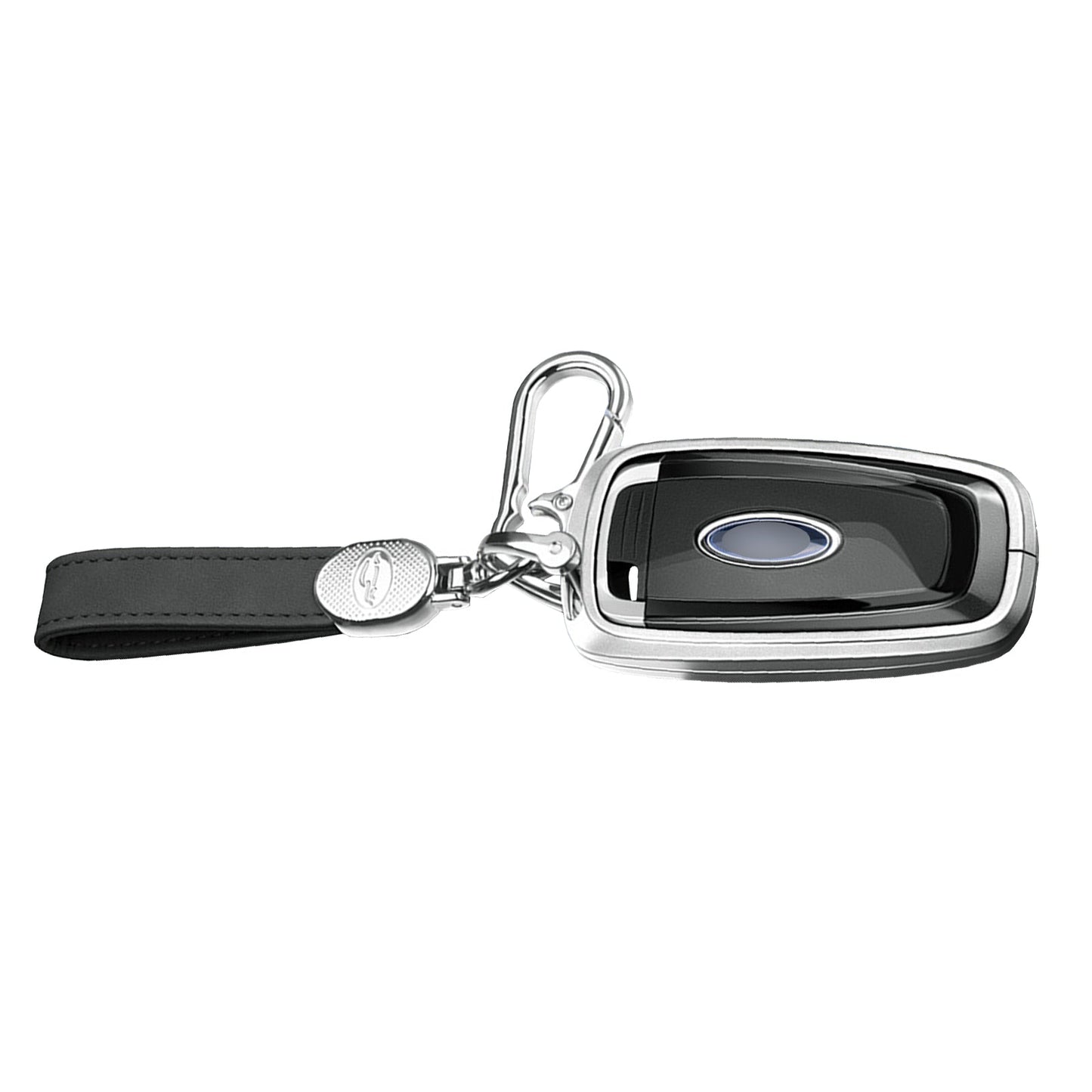 Custodia per chiave auto in TPU argentato in lega di alluminio con fibbia per Ford