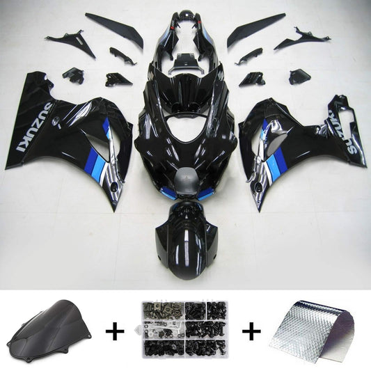 Amotopart Suzuki GSXR1000 2017-2020 K17 Black lucido con kit di spostamento del logo blu