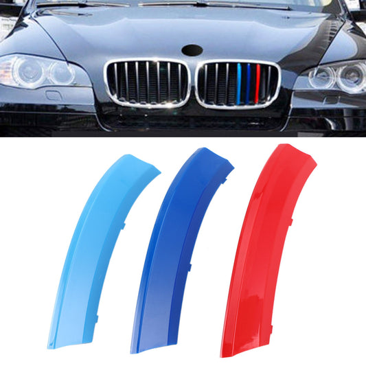 Strisce di copertura della griglia della griglia anteriore tricolore Clip Trim per BMW X5 2008-2013 Generico