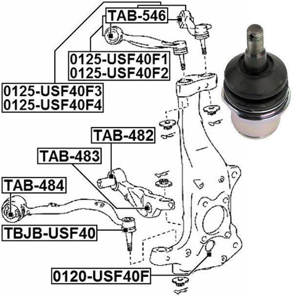 2007-2016 Lexus LS460 2WD RWD 43201-59045 Giunto snodato anteriore inferiore