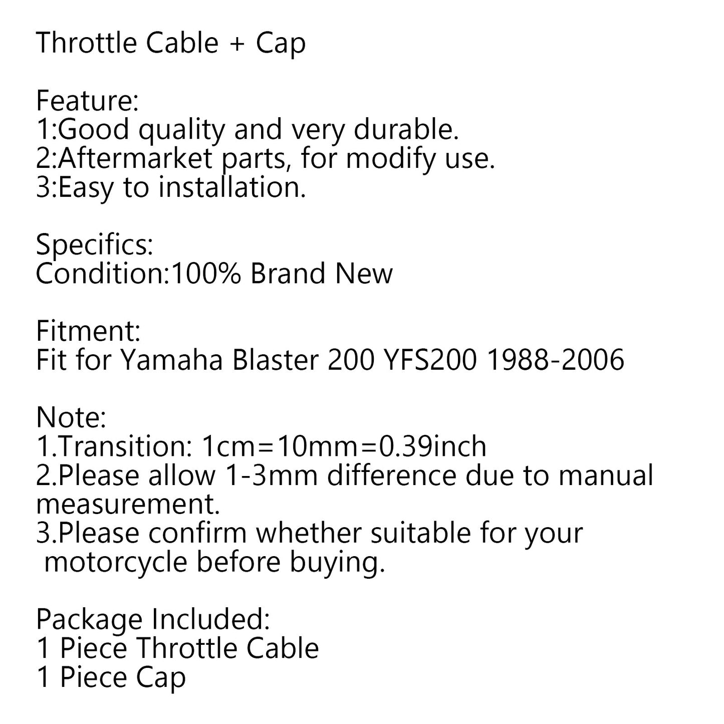 Areyourshop TORS Eliminator Kit adatto per Yamaha Blaster 200 YFS200 1988-2006 Mercato CA generico