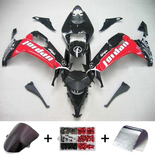 Amotopart Kawasaki ZX10R 2008-2010 kit di rivestimento nero rosso
