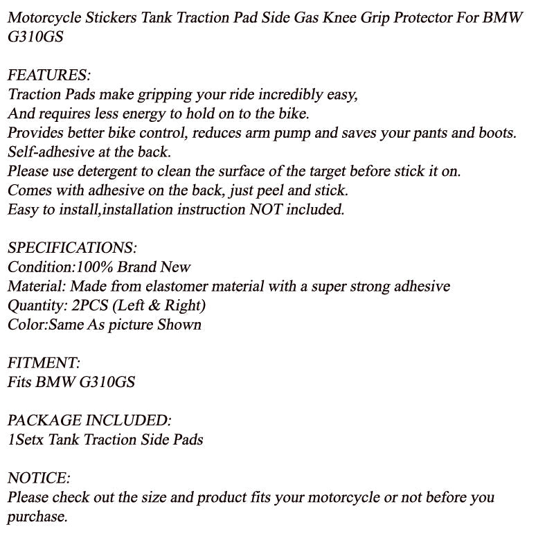2 protezioni laterali per manopole di trazione del serbatoio adatte per BMW G310GS 2017-2021 19 18 generico