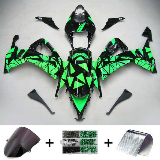 Amotopart Kawasaki ZX10R 2008-2010 Kit di paura nero verde