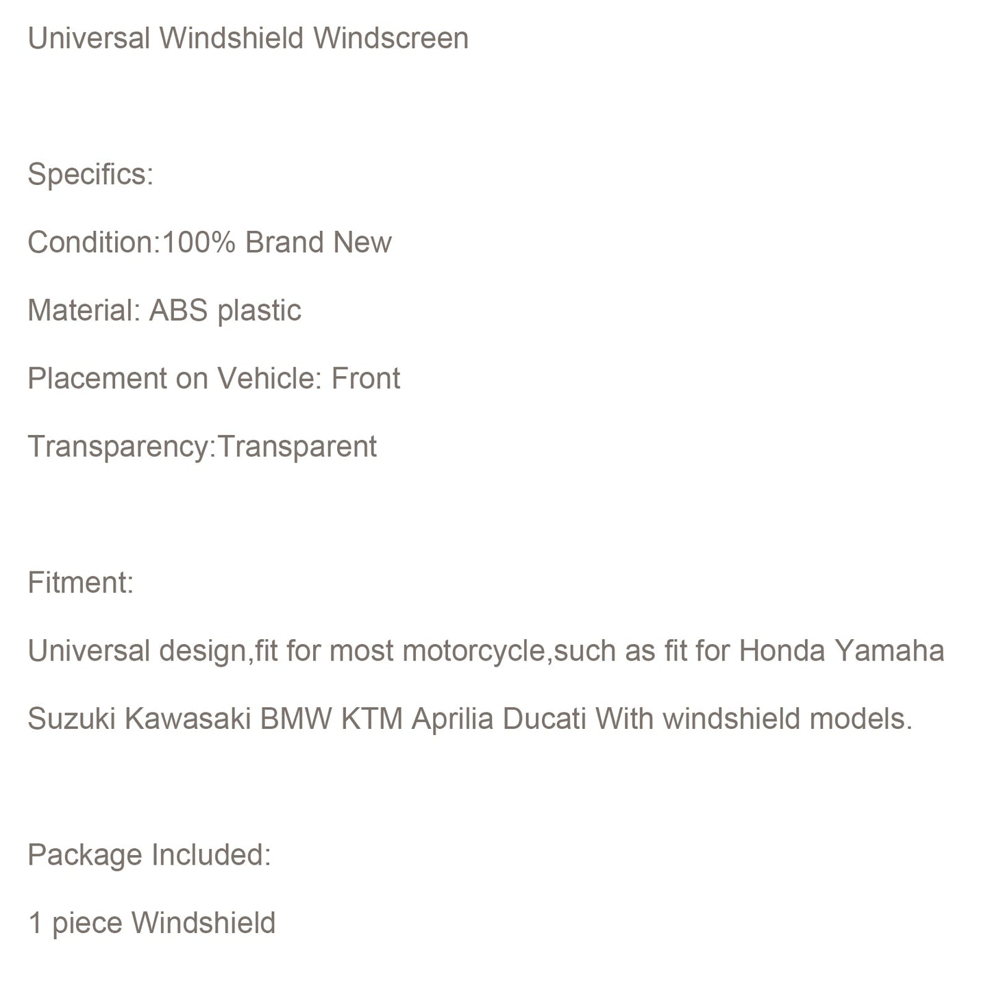 Clip regolabile per motocicletta su estensione del parabrezza Spoiler Deflettore d"aria grigio generico