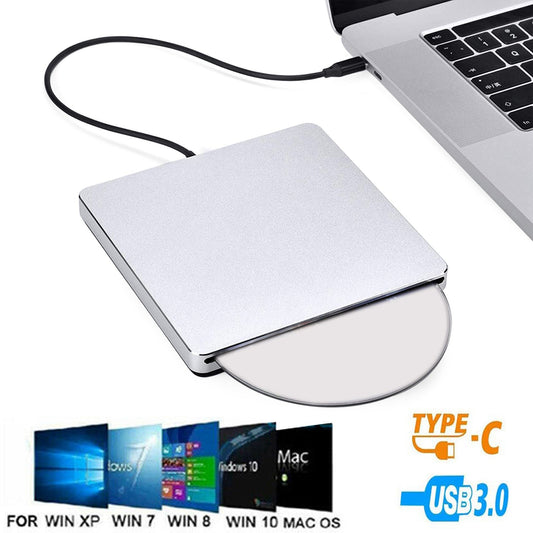 Masterizzatore CD DVD esterno USB C CD portatile USB 3.0 e tipo C con pulsante Smart Touch Slot-in Lettore masterizzatore DVD adatto per laptop desktop/Mac/MacBook Pro/Air/Windows XP/7/8/10/11 Mac OS