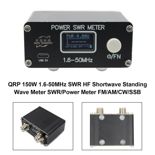 QRP 150W 1.6-50MHz SWR HF Misuratore di onde stazionarie a onde corte SWR/Misuratore di potenza FM/AM/CW