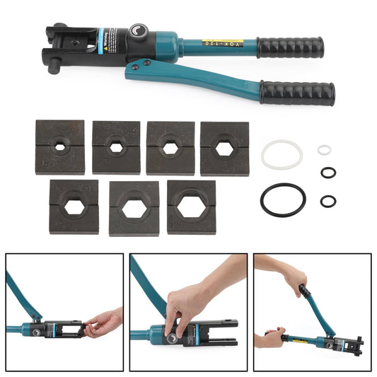 Crimpatrice per capicorda per cavo batteria filo idraulico migliorato 10T e 8 matrici nere