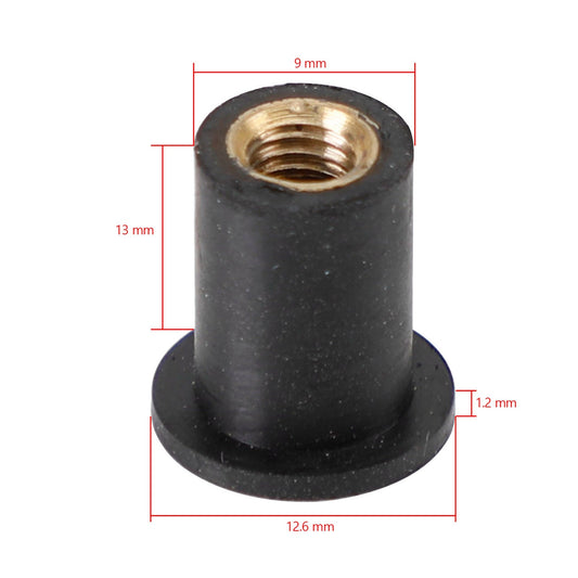 50 quantità M5 dadi in gomma per parabrezza e carenatura da 5 mm per fori da 10 mm