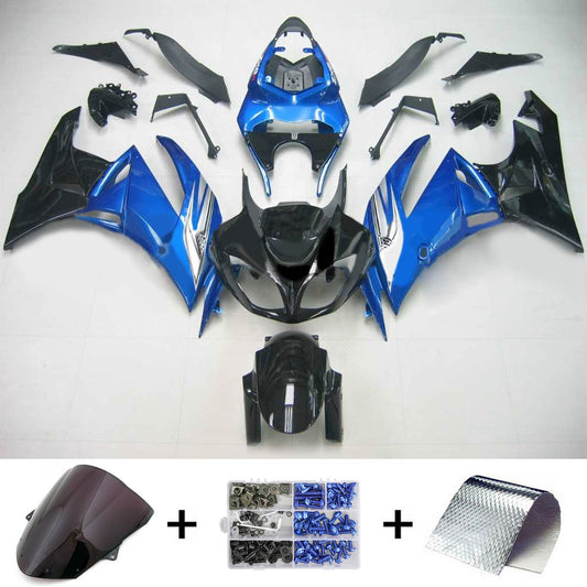 Amotopart Kawasaki 2009-2012 ZX6R 636 Kit di rivestimento nero blu