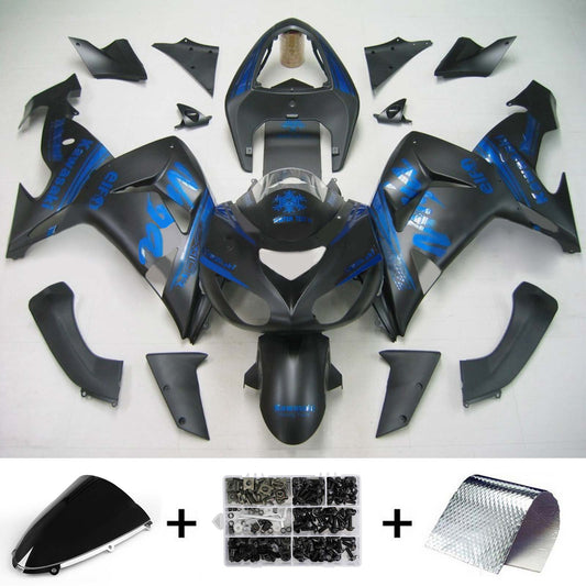 Amotopart Kawasaki ZX10R 2006-2007 nero con un kit di vendita a logo blu