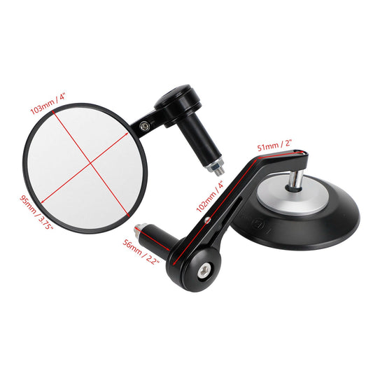 Coppia specchietti retrovisori manubrio personalizzati da 22 mm antiriflesso 4 "rotondi qualità billetta nera