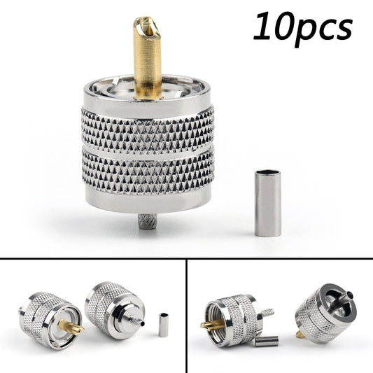10 Pz Spina UHF Maschio Pl259 Adattatore Connettore A Crimpare Per RG316 RG174 RG178 LMR100