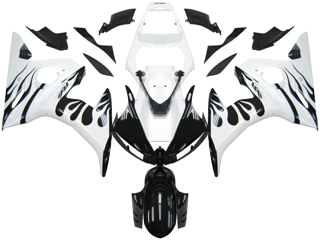 Amotopart 2003-2004 Yamaha R6 e 2006-2009 YZF R6S Disguise White? e kit di fiamma nera