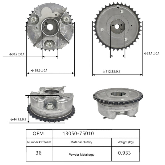 13050-75010 Ingranaggio di distribuzione dell'albero a camme per Toyota Tacoma 05-12 4Runner 2010 2TR 2.7L