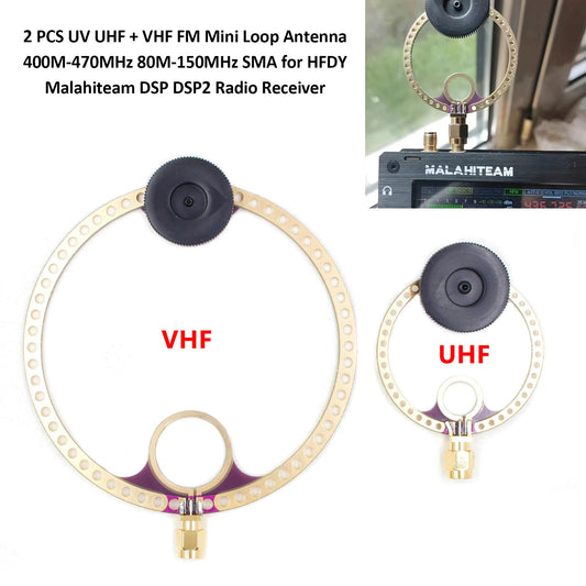 2x Donut VHF UHF FM Mini Loop Antenna per ricevitore radio HFDY Malahiteam DSP DSP2