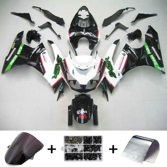 Amotopart Kawasaki 2009-2012 ZX6R 636 kit di carenatura nera verde bianco