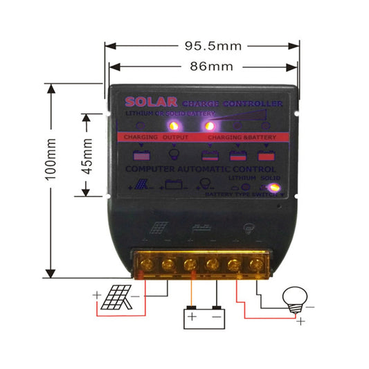 Regolatore di carica solare PWM 10A-50A 12V Adattatore di controllo della batteria del timer integrato