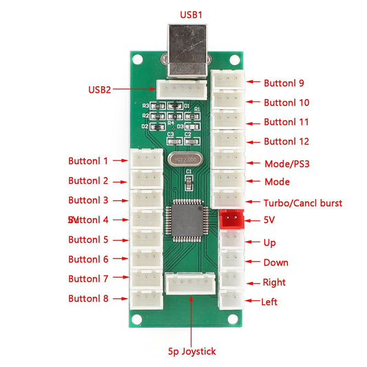 1 giocatore LED Arcade Kit di parti fai-da-te Encoder USB per PC Videogiochi Gamepad Joystick