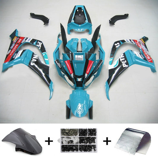 Amotopart Kawasaki ZX10R 2011-2015 Kit di abbigliamento blu-verde