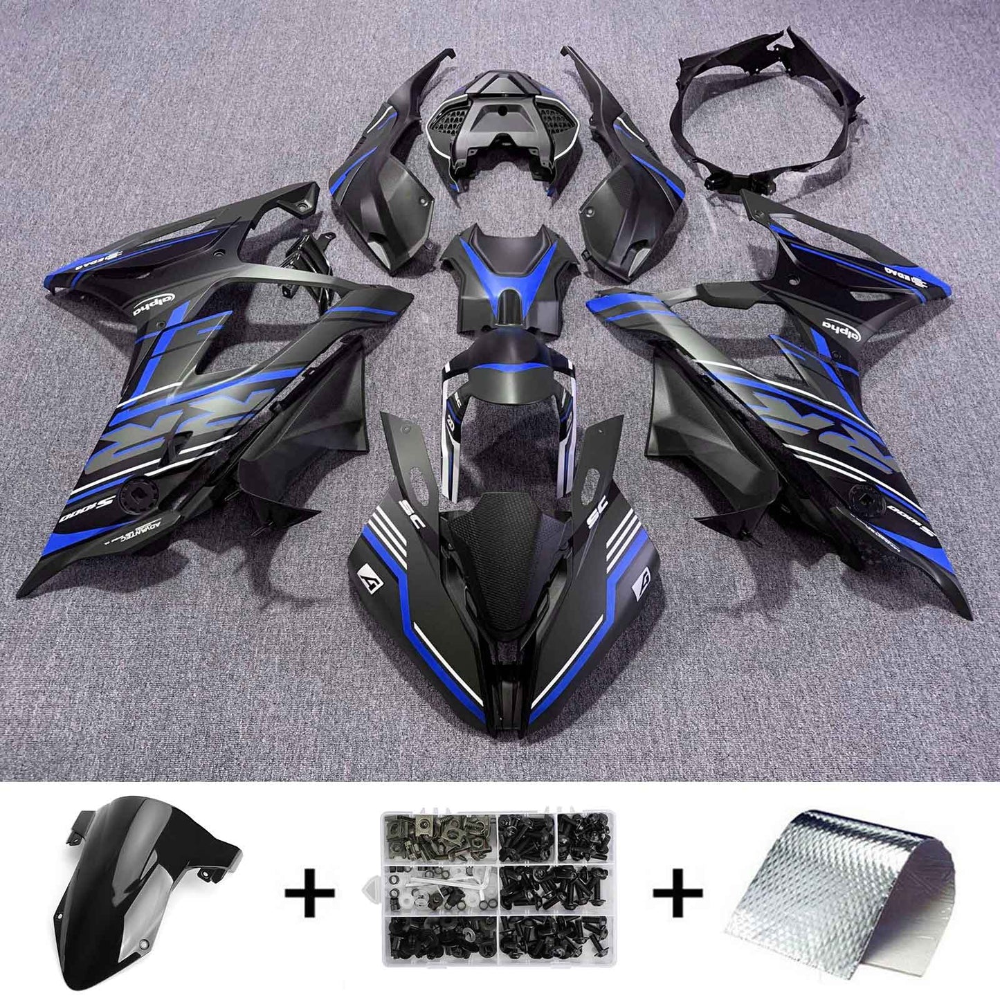 Amotopart 2019-2022 BMW S1000RR/M1000RR Kit di corse blu nero