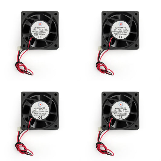 Ventola di raffreddamento senza spazzole CC 4 pezzi 12V 0.15A 6025s 60x60x25mm Ventola per computer CUP a 2 pin