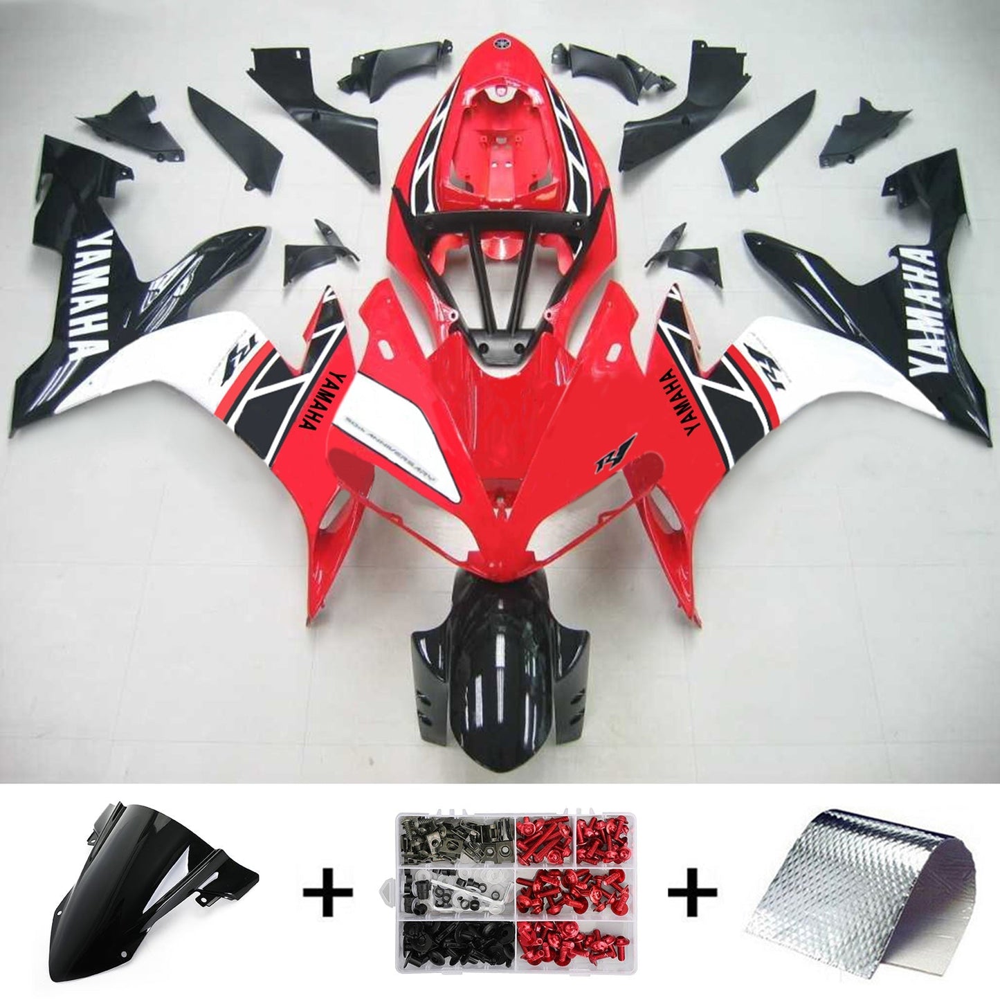 Amotopart Yamaha 2004-2006 YZF 1000 R1 Kit di allungamento nero bianco rosso