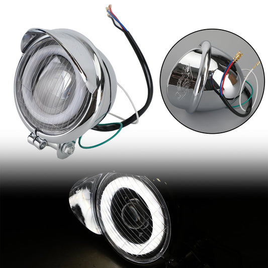 4 pollici faro moto cromato Halo Ring DRL per Cafe Racer Custom Bike generico