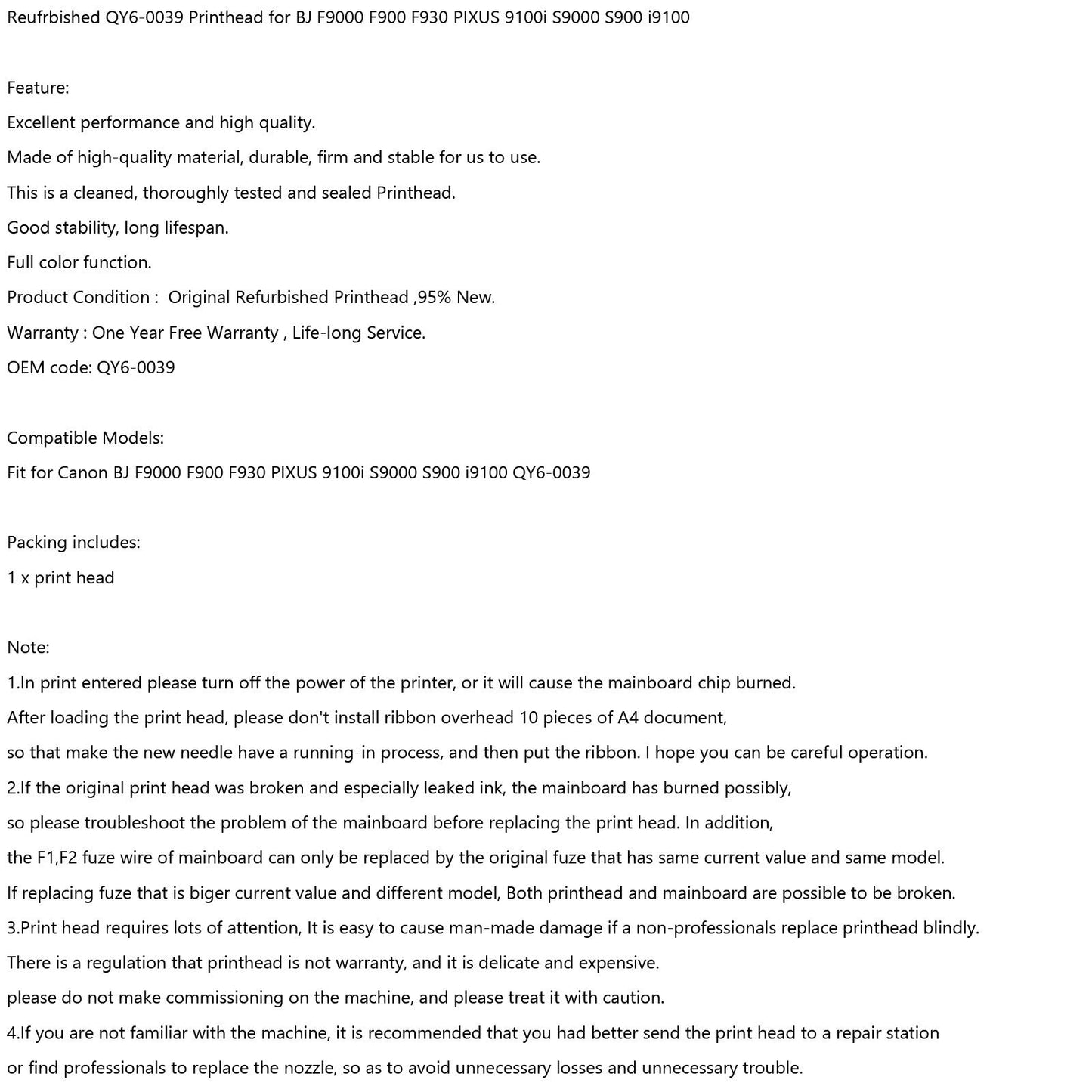Testina di stampa a colori QY6-0039 testina di stampa per Canon 9100i S9000 S900 i9100 F9000