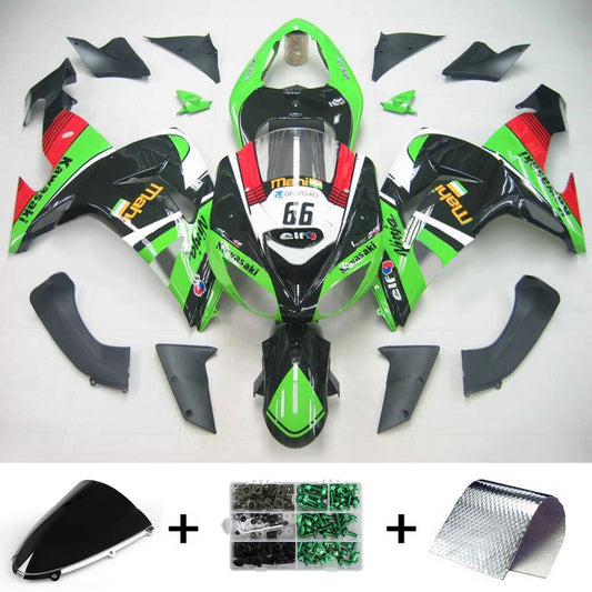 Amotopart Kawasaki ZX10R 2006-2007 Kit di paura nero verde
