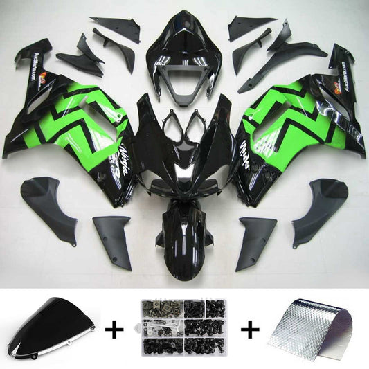 Amotopart Kawasaki 2007-2008 ZX6R 636 Kit di paura nero verde