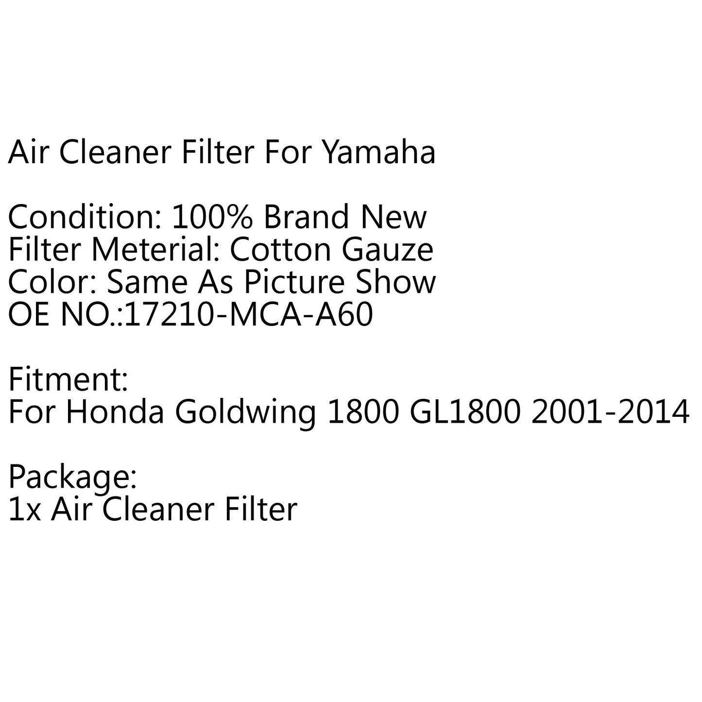 Filtro Aria Alto Flusso Per Honda Goldwing 1800 GL1800 2001-2014 Rosso Generico