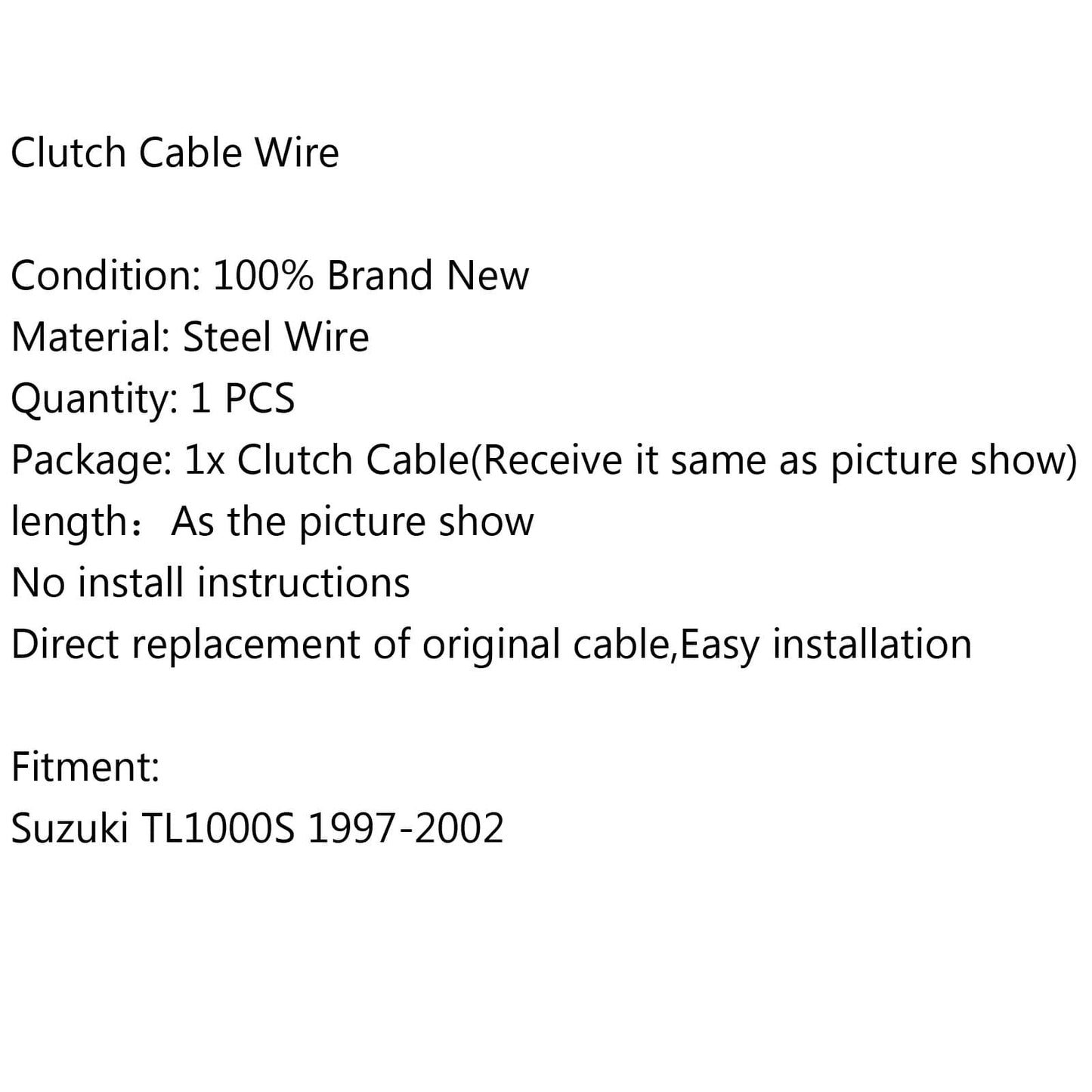 Sostituzione cavo frizione in acciaio per Suzuki TL1000S 1997-2002 1998 2000 generico