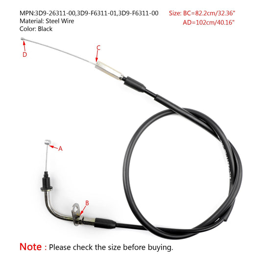 Cavo acceleratore moto per 3D9-26311-00 Yamaha YBR125 YBR125ED 2005-2009 Generico