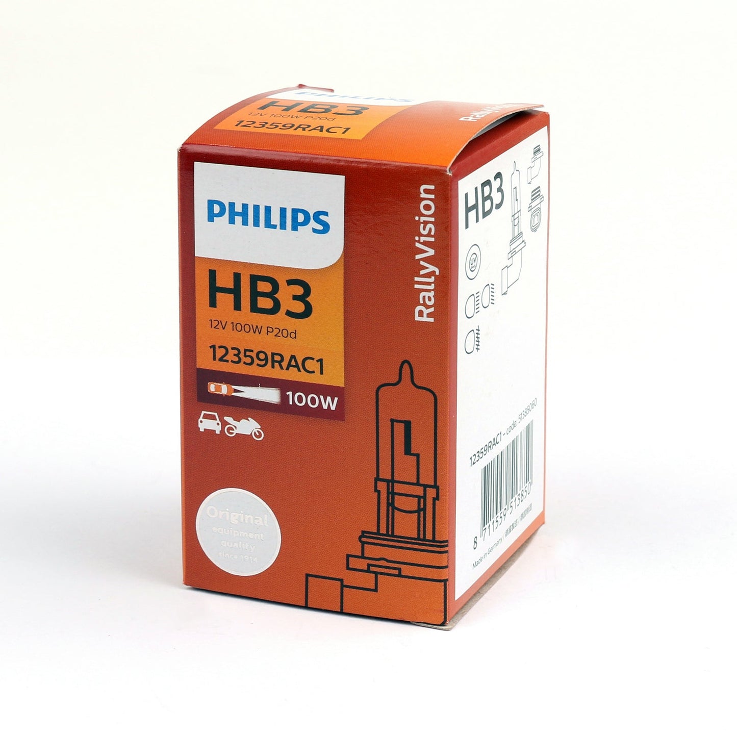 Philips Rally Vision 12359 9005/HB3 100W 12V P20d Lampadina alogena per fari generici