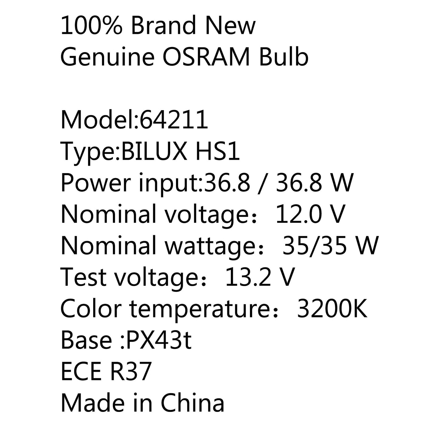 OSRAM 35/35W 12V HS1 PX43T 64185 BILUX Faro Moto Lampadina Alogena Generico