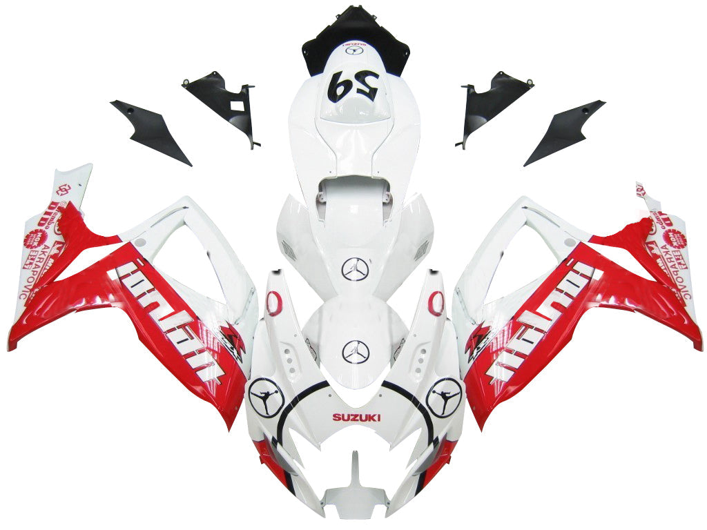 Carene 2006-2007 Suzuki GSXR 600 750 Bianco & Rosso Jordan Racing Generico
