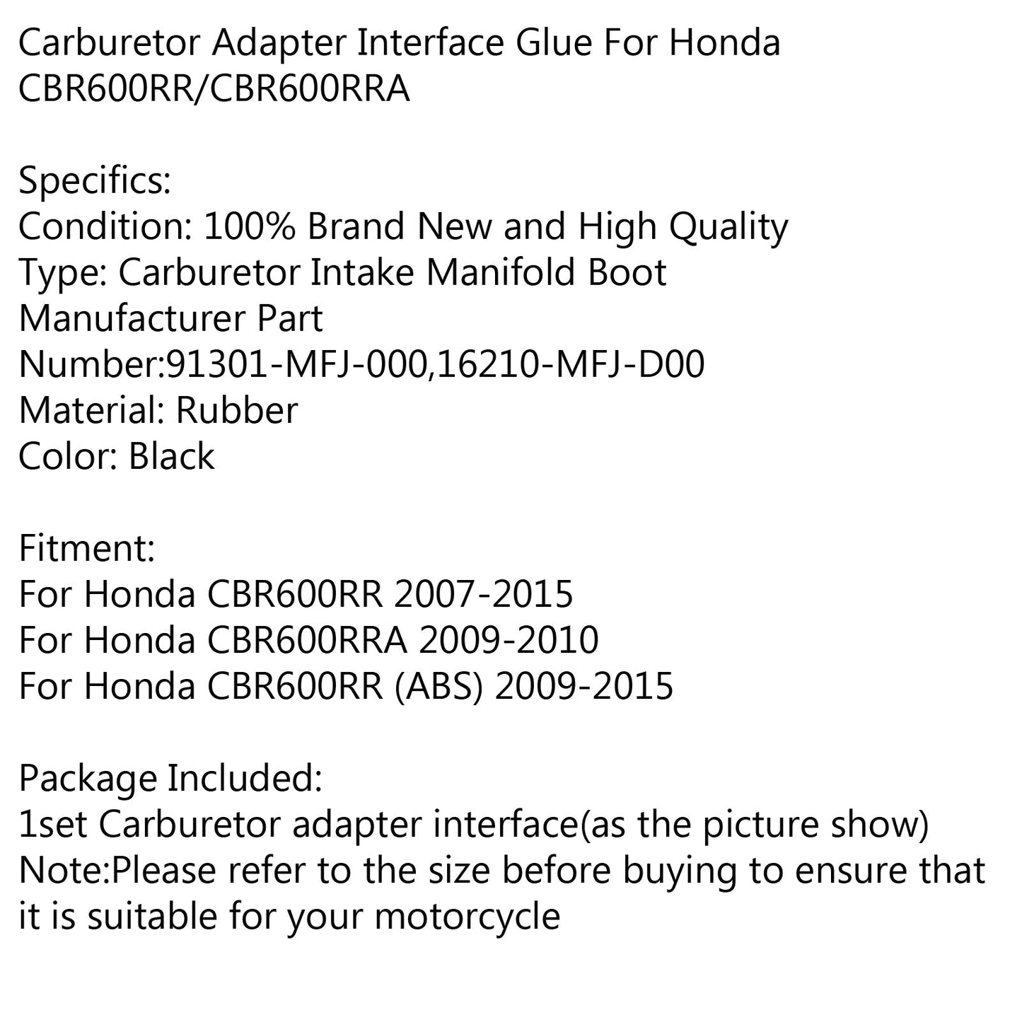 2x carburatore carburatore collettore di aspirazione per Honda CBR 600RR 2007-2017 generico