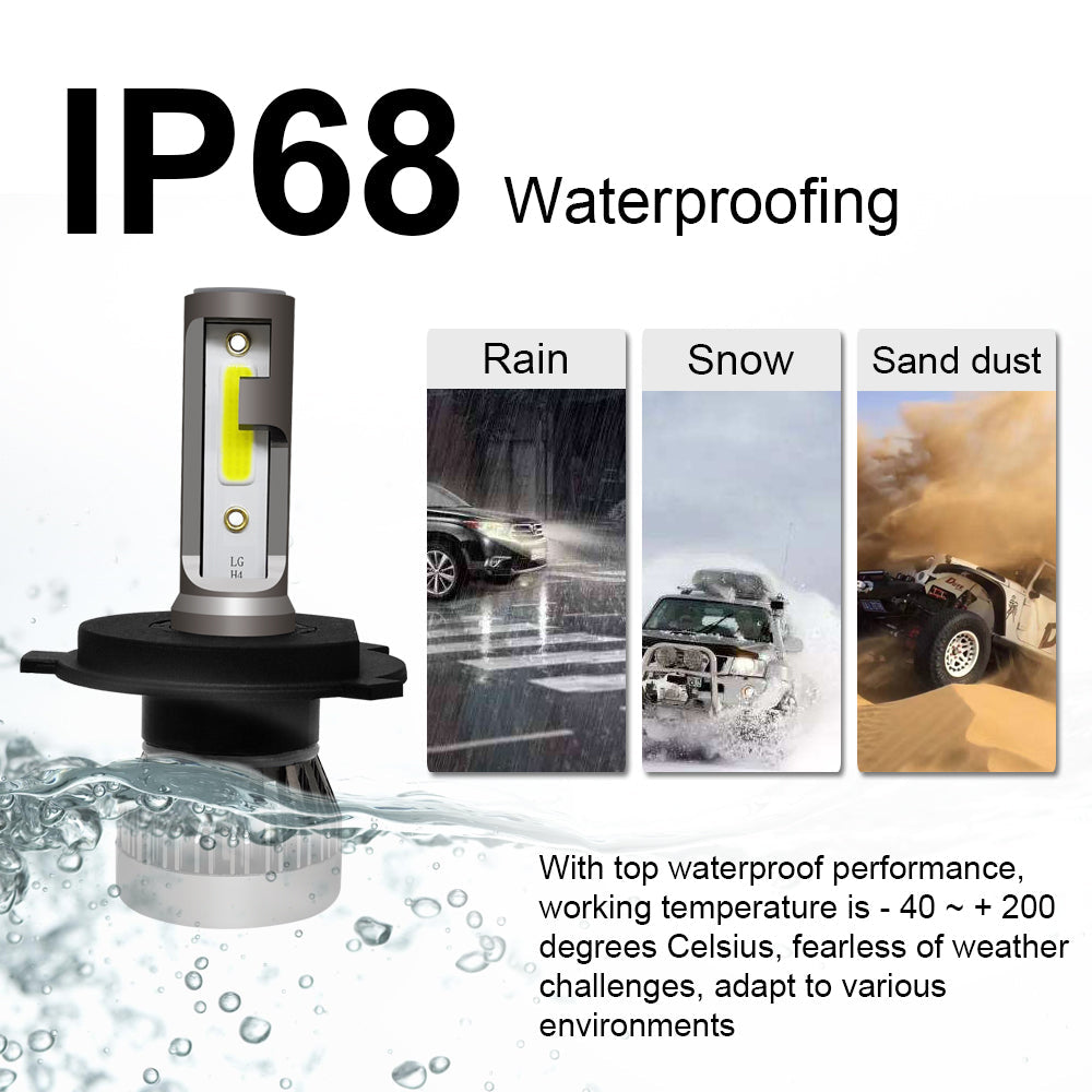 2PCS H4/HB2/9003 LED Faro 36W 8000LM Kit lampadine COB Fascio alto/basso 6000K Generico