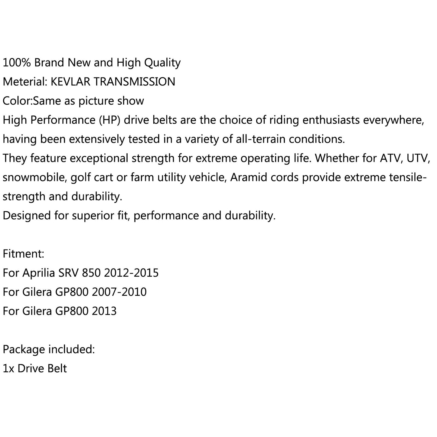 Cinghia di trasmissione Per Aprilia SRV 850 2012-2015 GP800 2007-2010 2009 GP800 2013 Generico