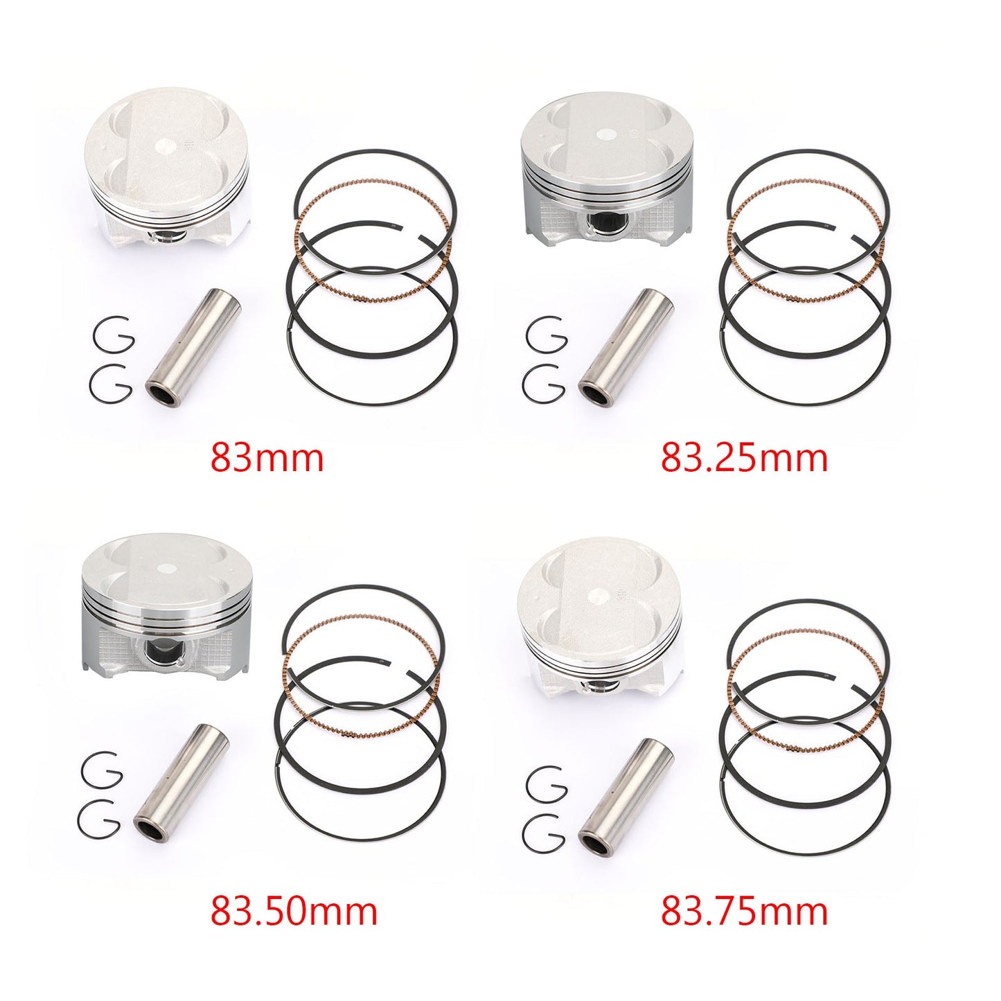 Piston Pin Ring Set STD / +0.25 / +0.50 / +0.75 Alesaggio Misura per Suzuki AN 400 Burgman 400 S 1999-2006 Generico