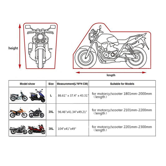 L/XXL/3XL Motorcycle Bike Cover Waterproof Scooter Outdoor Rain UV Protector BLK