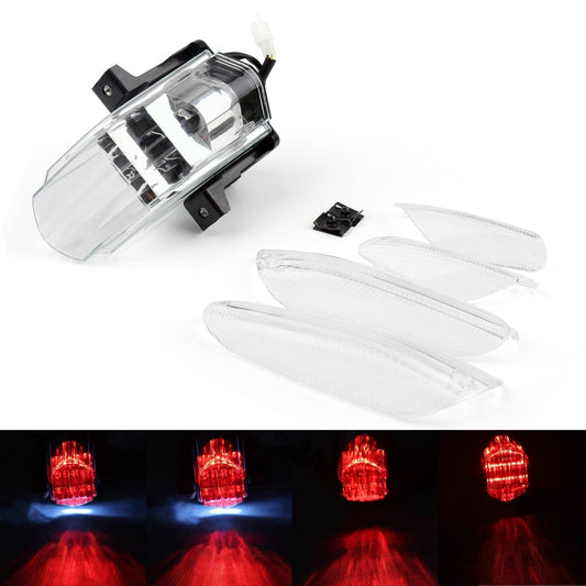 Fanale posteriore a LED trasparente con indicatori di direzione adatto per Aprilia RSVR Factory RSV1000 generico