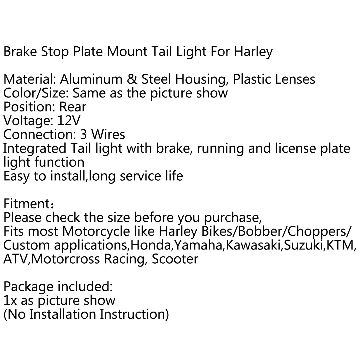 Porta targa freno posteriore per Harley Bobber Cafe Racer, 2 colori generico